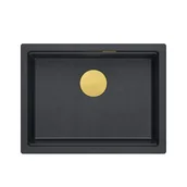 Zlewozmywaki - JOSH 110 GraniteQ zlewozmywak black diamond 59,5x45,1x21,5 cm 1-komorowy wpuszczany z syfonem manualnym złoty - miniaturka - grafika 1