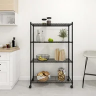Szafy i regały magazynowe - vidaXL 4-poziomowy regał na kółkach, 90x35x142 cm, czarny, 200 kg 324628 - miniaturka - grafika 1