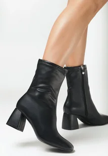 Czarne Botki z Kwadratowym Noskiem na Słupku Haidadina - Botki damskie - miniaturka - grafika 1