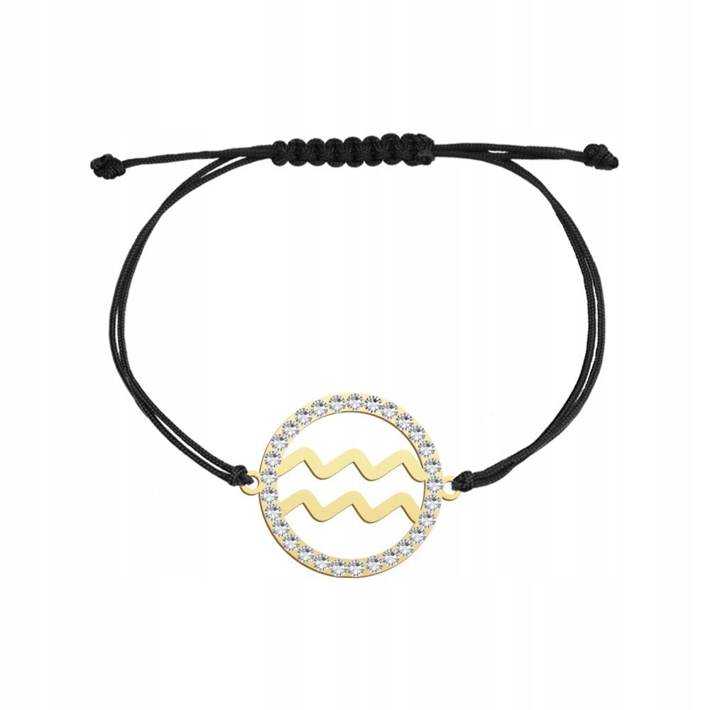 Bransoletka Złota Wodnik Znak Zodiaku 925 DEDYKACJA GRATIS