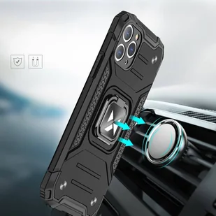 Wozinsky Ring Armor pancerne hybrydowe etui pokrowiec + magnetyczny uchwyt iPhone 11 Pro różowy - Etui i futerały do telefonów - miniaturka - grafika 5