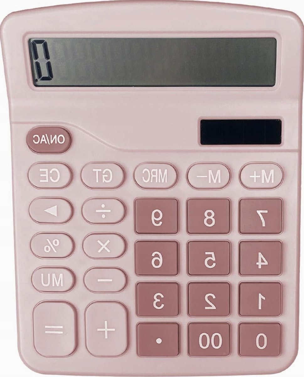 KALKULATOR RÓŻOWY BIUROWY EKRAN LCD 12 CYFR DUŻE KLAWISZE FUNKCYJNY