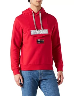 Napapijri Męska bluza z kapturem, Red Tango, XS - Bluzy męskie - miniaturka - grafika 1