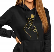 Bluzy damskie - Bluza Damska Z Kapturem Dłoń Z Sercem Heart Xl Y4 - miniaturka - grafika 1