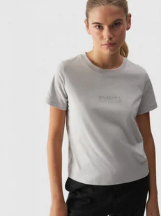 Damski t-shirt z nadrukiem 4F 4FWAW24TTSHF1807 - szary - Koszulki sportowe damskie - miniaturka - grafika 1