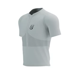 Koszulki sportowe męskie - COMPRESSPORT Koszulka biegowa TRAIL HALF-ZIP FITTED SS TOP white - grafika 1