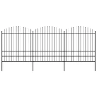 Ogrodzenia - vidaxl Panele ogrodzeniowe z grotami, stal, (1,75-2) x 5,1 m, czarne - miniaturka - grafika 1