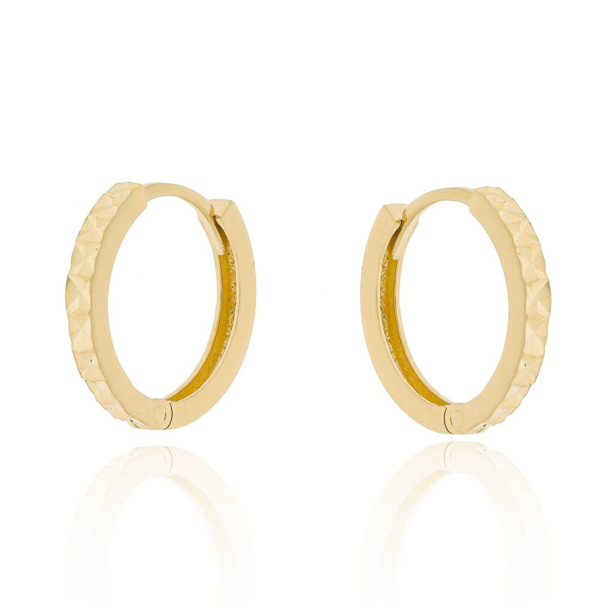 Złote kolczyki grawerowane koła kółka 13 mm pr. 585