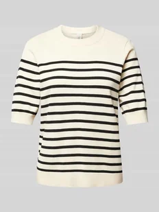 Sweter z dzianiny z rękawem o dł. 1/2 model ‘LENA’ - Swetry damskie - miniaturka - grafika 1