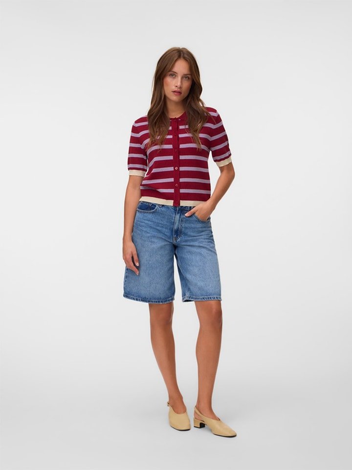 Vero Moda Kardigan w kolorze bordowo-fioletowo-kremowym
