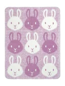 Koce i narzuty dla dzieci - Koc dziecięcy 75x100 2168/1 Króliczki wrzosowy bawełniany akrylowy wykończony szydełkiem LC - miniaturka - grafika 1
