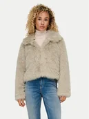 Płaszcze damskie - ONLY Futro Manny 15322406 Beżowy Regular Fit - miniaturka - grafika 1