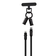 Kable USB - Devia kabel uniwersalna smycz 2w1 PD USB-C - Lightning 1,2 m 27W czarny - miniaturka - grafika 1