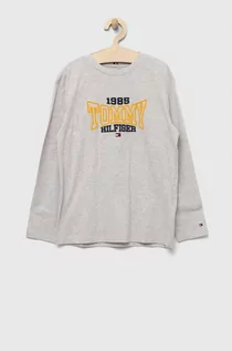 Bluzki dla chłopców - Tommy Hilfiger longsleeve bawełniany dziecięcy kolor szary z nadrukiem - grafika 1