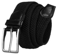 Paski - Czarny parciany pasek do spodni pleciony uniwersalny damski męski klasyczna srebrna klamra ROVICKY - miniaturka - grafika 1