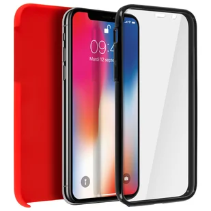 Etui 360° do iPhone'a X / XS Elastyczny przód i sztywny tył — czerwone - Etui i futerały do telefonów - miniaturka - grafika 1