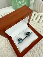 Spinki do mankietów i krawatów - SPINKI DO mankietów koszuli MANKIETU czarne srebrne - miniaturka - grafika 1