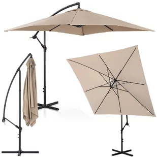Parasol ogrodowy na wysięgniku kwadratowy 250 x 250 cm kremowy - Parasole ogrodowe - miniaturka - grafika 1