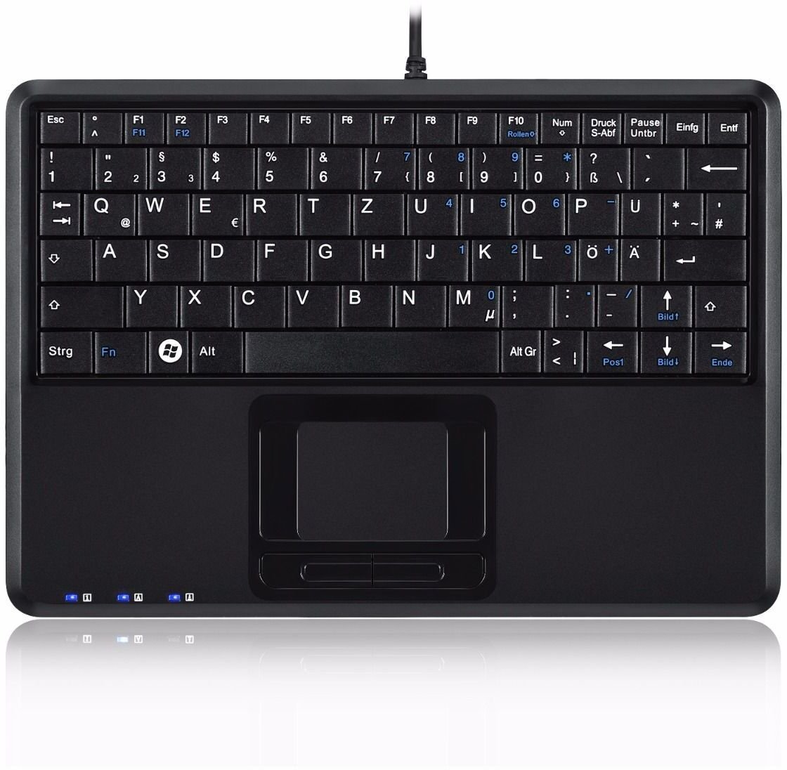 Perixx PERIBOARD-510 H PLUS UK, mini USB keyboard, touchpad, hub, black 57173G