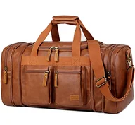 Torby podróżne - Skórzana torba podróżna Duffel Weekender Bag Carry on Overnight Bag Sportowa torba sportowa dla mężczyzn i kobiet HB-21, Brązowy - miniaturka - grafika 1