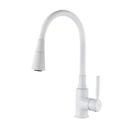 Baterie kuchenne - Invena Bateria zlewozmywakowa HULA PLUS TREND z ruchomą 2-funkcyjną wylewką biała - miniaturka - grafika 1