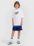 Kąpielówki dla chłopców - 4F Spodenki plażowe boardshorty chłopięce - granatowe 122/128 (6-8 lat) - miniaturka - grafika 1