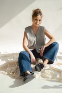 Swetry damskie - Kamizelka Vilma Szara - miniaturka - grafika 1