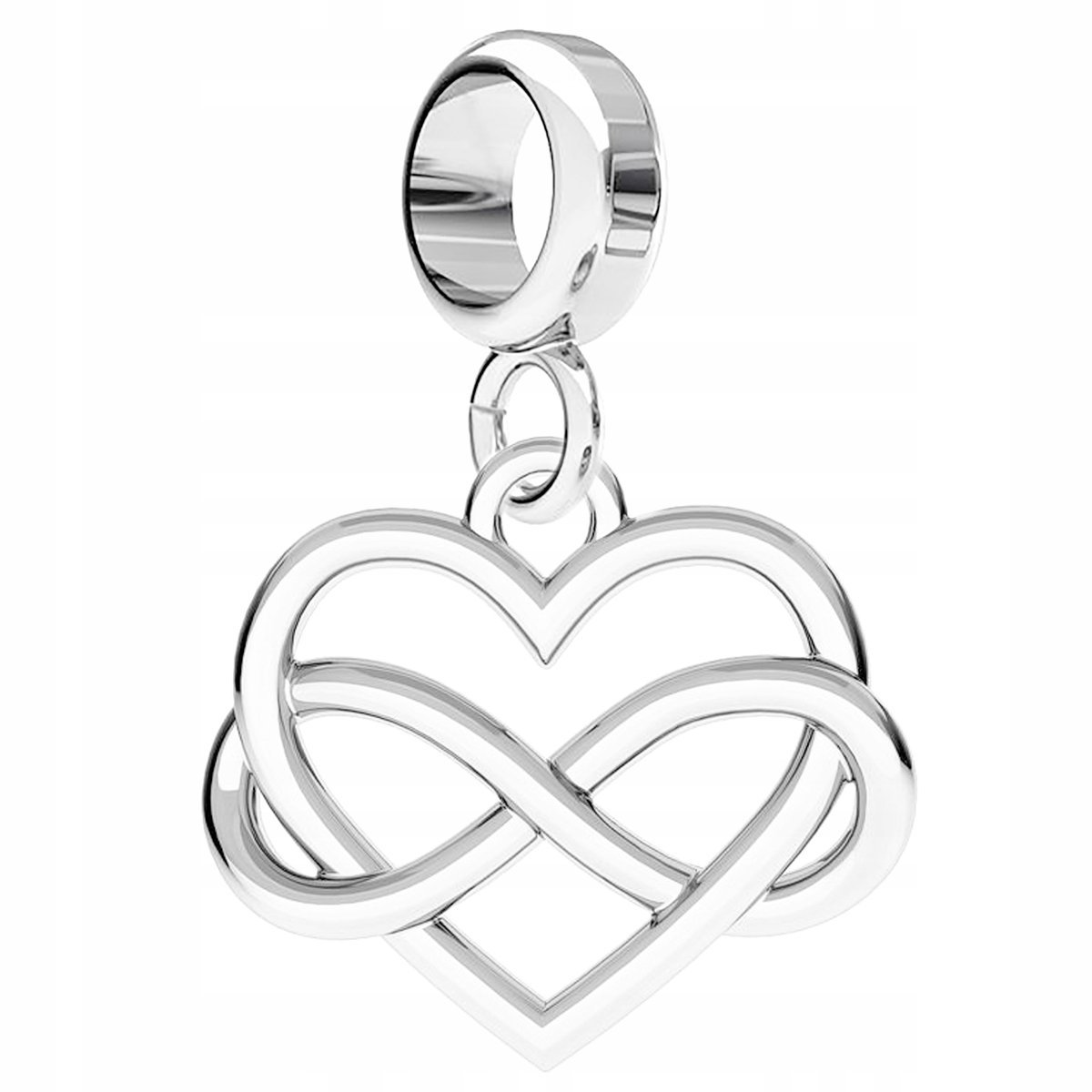 Charms Srebrny z Sercem Wieczna Miłość Love Serce Nieskończoność SREBRO 925