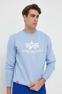 Bluzy męskie - Alpha Industries bluza męska kolor niebieski z nadrukiem - miniaturka - grafika 1
