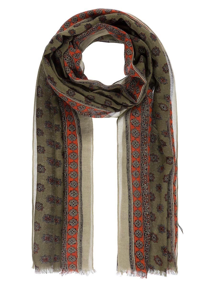 Szalik z małym wzorem miękki paisley brązowy Passigatti