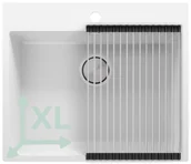 Zlewozmywaki - Zlewozmywak granitowy jednokomorowy Nablatowy bez ociekacza Biały Ryga 60. Baterie kuchenne i syfon do wyboru. Primagran - miniaturka - grafika 1