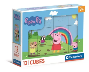 Clementoni, Klocki Sześcienne, Peppa Pig, 12 el. - Układanki dla dzieci - miniaturka - grafika 1