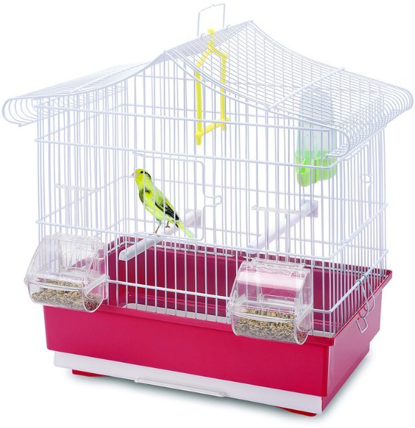 Ava, klatka, dla ptak�w, bia�a/r�owa, 42x26x42 cm