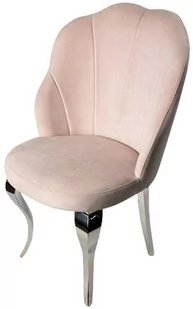 FOTEL tapicerowany różowy velvet nogi stal nierdzewna glamour - Fotele - miniaturka - grafika 1