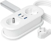 Listwy zasilające - Listwa Przeciwprzepięciowa Zasilająca Przedłużacz 2x Ac + 2x Usb + 1x Usb-c / Psps25002102 / Supercoil SB10604 - miniaturka - grafika 1