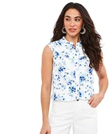 Bluzki damskie - Joe Browns Damska bluzka oversize z kołnierzem bez rękawów Broderie Detail zapinana na guziki, 10, wielokolorowa, multi, 36 - miniaturka - grafika 1