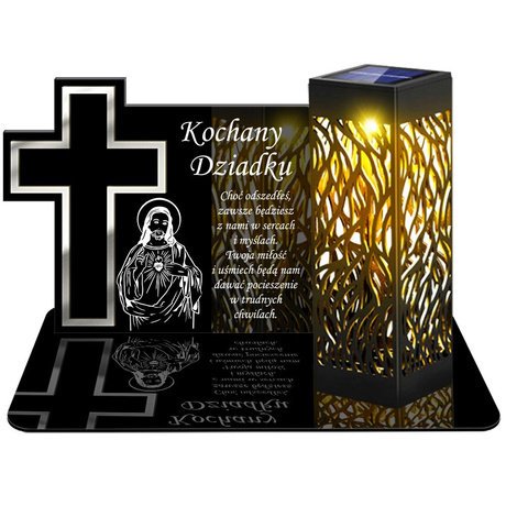 ZNICZ SOLARNY LED WIECZNY PODSTAWKA NA CMENTARZ GRÓB lampka Krzyż 3D DLA SYNA