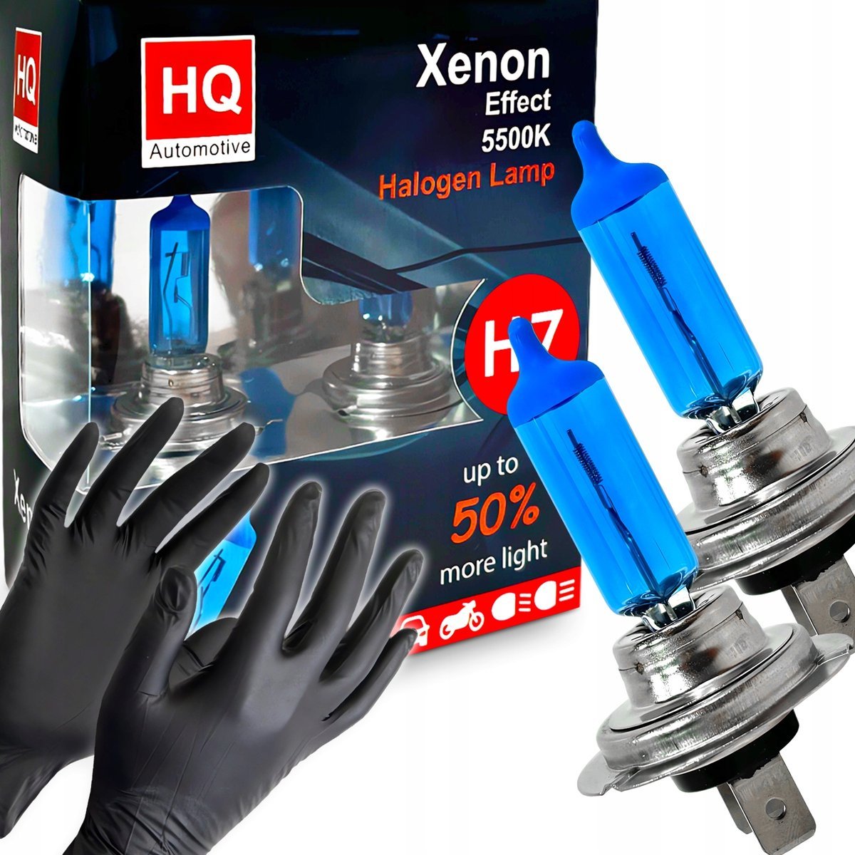 Żarówki HQ Automotive H7 Mocne Efekt LED +50% Światła Xenon OEM PX26d