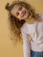 Bluzki dla dziewczynek - Reserved - Koszulka z haftowanym wzorem - lawendowy - miniaturka - grafika 1