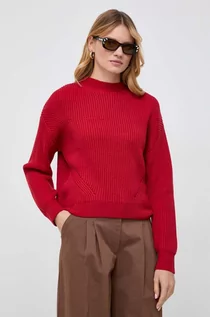 Swetry damskie - Patrizia Pepe sweter wełniany damski kolor czerwony z półgolfem - grafika 1