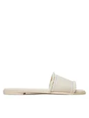 Klapki i japonki damskie - Tommy Hilfiger Klapki Fringe Canvas Flat Sandal FW0FW08908 Beżowy - miniaturka - grafika 1