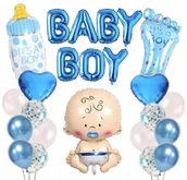 Baby shower i roczek - BALONY n a Powitanie Chłopca Baby Boy Baby Shower Zestaw Balonów 24szt - miniaturka - grafika 1