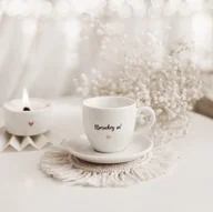 Filiżanki - Filiżanka 100 ml espresso ze spodkiem - Uśmiechnij się! ZŁOTE SERCE - miniaturka - grafika 1