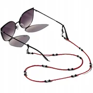 Łańcuszki - ŁAŃCUSZEK DO OKULARÓW ZAWIESZKA MODNY PREZENT OZDOBA KORALIKI CZERWONE - miniaturka - grafika 1