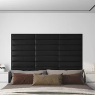 Panele ścienne i boazeria - Lumarko Panele ścienne, 12 szt., czarne 60x15 cm sztuczna skóra 1,08 m² - miniaturka - grafika 1