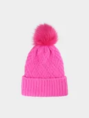 Czapki dla dzieci - 4F Czapka zimowa z pomponem dziewczęca - różowa Uniwersalny - miniaturka - grafika 1