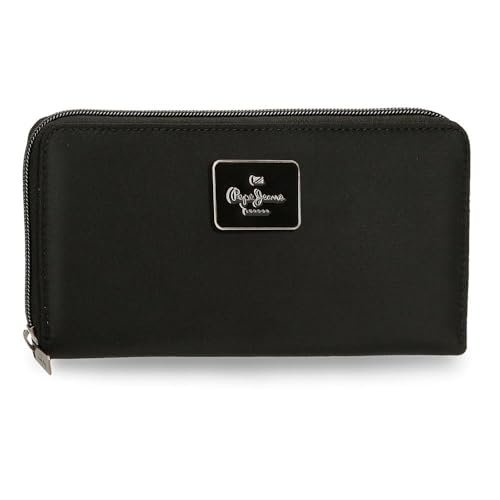 Pepe Jeans Christine Portfel Czarny 19,5 x 10 x 2 cm Poliester z Detalami ze Sztucznej Skóry by Joumma Bags, Czarny (Black), Talla única, aktówka