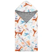 Otulacze - Otulacz dla niemowląt do fotelika, nosidełka, 77x77cm dwustronny kocyk z miejscem na pasy - miniaturka - grafika 1