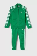 Dresy i komplety dla dziewczynek - adidas Originals dres dziecięcy kolor zielony - miniaturka - grafika 1