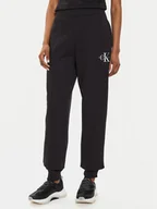 Spodnie sportowe damskie - Calvin Klein Jeans Spodnie dresowe Monologo J20J223590 Czarny Relaxed Fit - miniaturka - grafika 1
